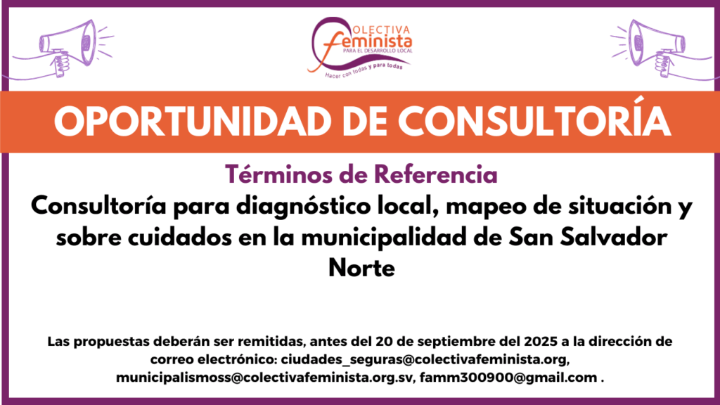 Consultoría para la realización de un diagnóstico y  mapeo de cuidados en la municipalidad de San Salvador Norte