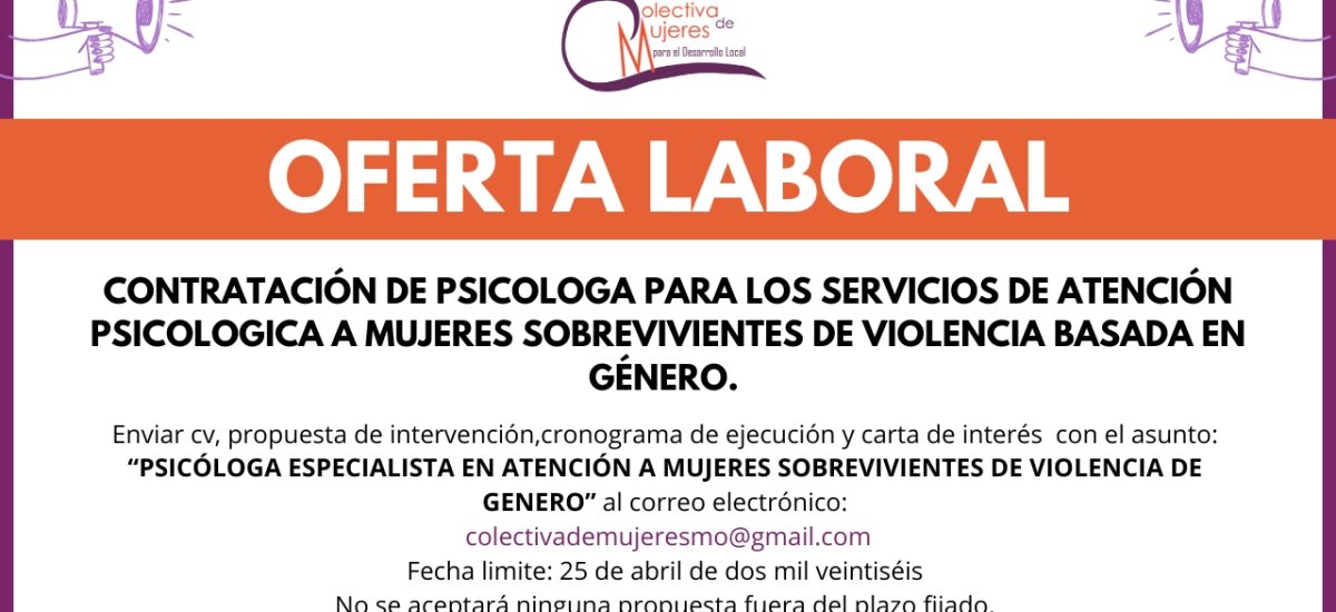 contratación psicóloga morazán